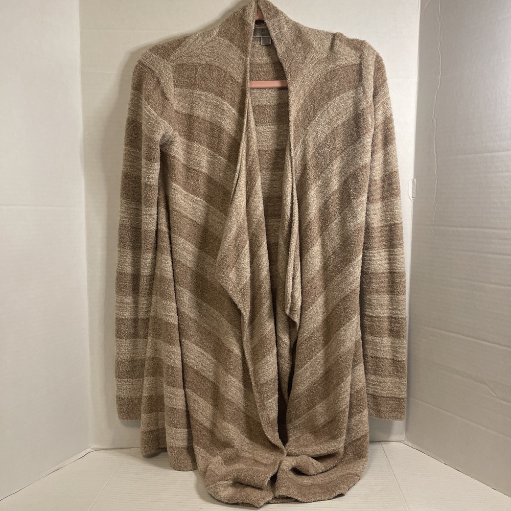 Barefoot Dreams Bamboo Chic Lite Waterfall Wrap Plush Cardigan Brown Soft Sz S/M